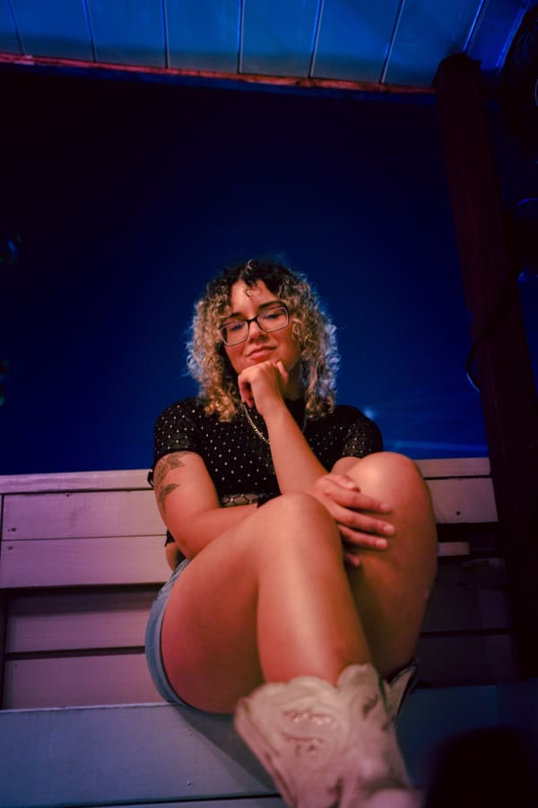 Portrait — blue neon